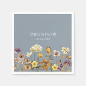 Dusty Blue Wildflower Boho Wedding Napkins Servet (Voorkant)