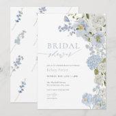 Dusty Blue Wildflower Bridal Shower Uitnodiging (Voorkant / Achterkant)