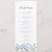 Dusty Blue Wildflower Bruiloft Menu (Voorkant)