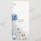 Dusty Blue Wildflower Bruiloft Menu (Achterkant)