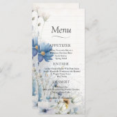 Dusty Blue Wildflower Bruiloft Menu (Voorkant / Achterkant)