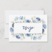 Dusty Blue Wildflower Elegant Boho Wedding RSVP (Achterkant)