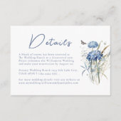 Dusty Blue Wildflower Elegant Wedding Details Informatiekaartje (Voorkant)