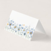 Dusty Blue Wildflower Floral Wedding Place Card (Back)