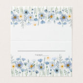 Dusty Blue Wildflower Floral Wedding Place Card (Outside Unfolded)