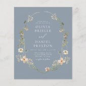 Dusty Blue Wildflower Garden Wedding Invitation (Voorkant)