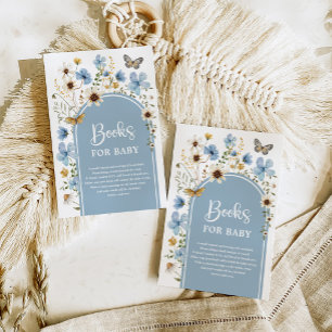 Dusty Blue Wildflower Meadow Boeken voor Baby Boy Informatiekaartje