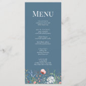 Dusty Blue Wildflower Meadow Wedding Menu Kaart (Voorkant)