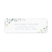 Dusty Blue Wildflower Rustic Boho Retouradres Etiket (Voorkant)