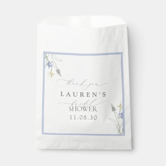 Dusty Blue Wildflower Vrijgezellenfeest Hartelijk  Bedankzakje (Voorkant)