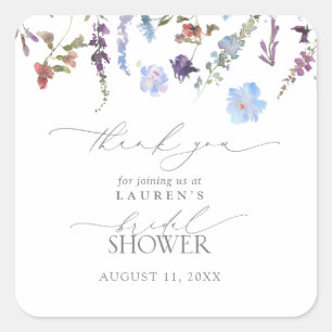Dusty Blue Wildflower Vrijgezellenfeest Hartelijk Vierkante Sticker