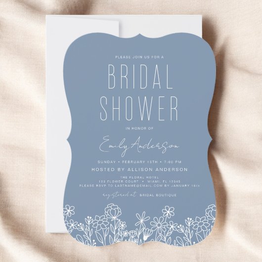 Dusty Blue Wildflower Vrijgezellenfeest Kaart