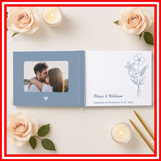 Dusty Blue Wildflower Weddenschap Gastenboek