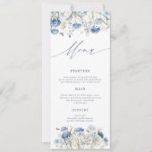 Dusty Blue Wildflower Wedding Menu Kaart (Voorkant)