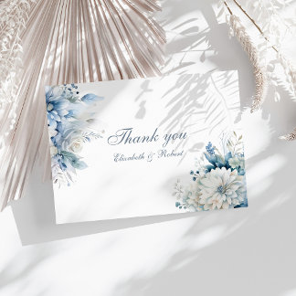 Dusty Blue Wildflower Wedding Thank You Card Bedankkaart