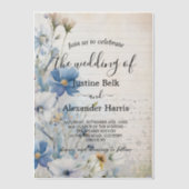 Dusty Blue Wildflower Wedding Vellum Uitnodigingen (Voorkant)