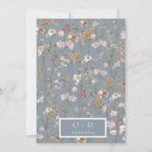 Dusty Blue Wildflowers Boho Bewaar de datum Save The Date (Achterkant)