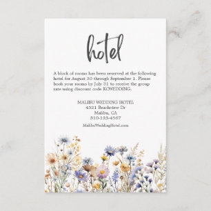 Dusty Blue Wildflowers Elegant Wedding Hotel Informatiekaartje