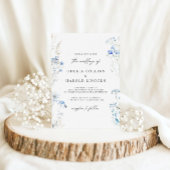 Dusty Blue Wildflowers Monogram bruiloft Kaart