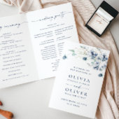 Dusty Blue Winter Foliage Wedding Ceremony Program