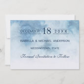 Dusty Blue Winter Script Calligraphy Save the Date (Achterkant)