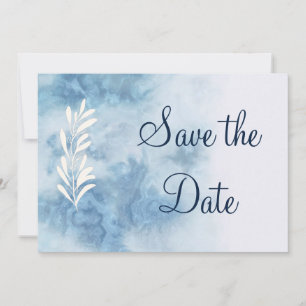 Dusty Blue Winter Script Calligraphy Save the Date