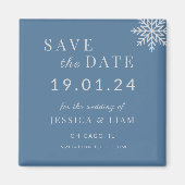 Dusty Blue Winter Wedding Save the Date Magneet (Voorkant)