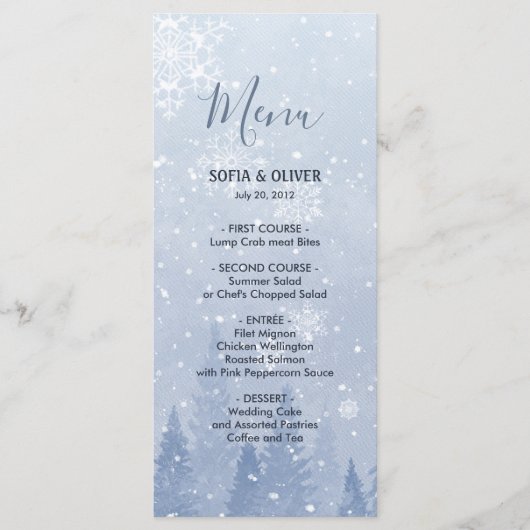 Dusty Blue Winter Wonderland Menu (Voorkant)