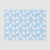 Dusty Blue With White Bunny Pattern Cute Easter Tissuepapier (Voorkant)