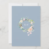 Dusty Blue Woodland Rozen Greenery Floral Wedding Kaart (Achterkant)
