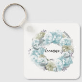 Dusty Blue Wreath Personalized Sleutelhanger (Voorkant)