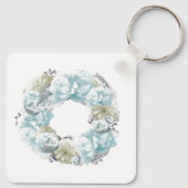 Dusty Blue Wreath Personalized Sleutelhanger (Achterkant)