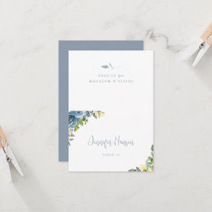 Dusty Blue Yellow Botanical Mariage Carte Place