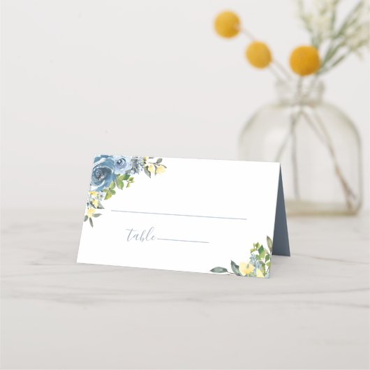 Dusty Blue Yellow Botanical Wedding (Voorkant)