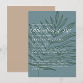 Dusty Blueish Minimal Celebration of Life Kaart (Voorkant / Achterkant)