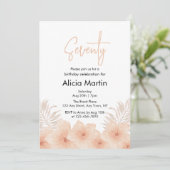 Dusty Blush Bloem Palm Leaf Boho Verjaardag Kaart (Staand voorkant)