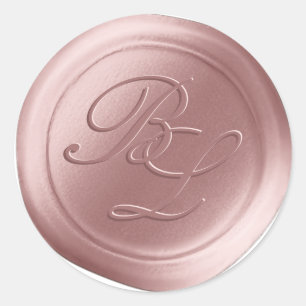 Dusty Blush Dubbel Monogram Faux Wax Seal Stickers
