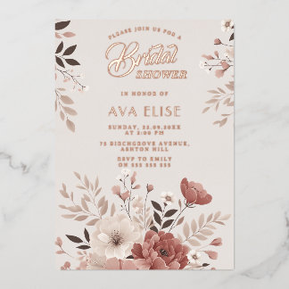 Dusty Blush Floral Vrijgezellenfeest Folie Uitnodiging