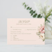 Dusty Blush Floral Wedding RSVP Card (Staand voorkant)