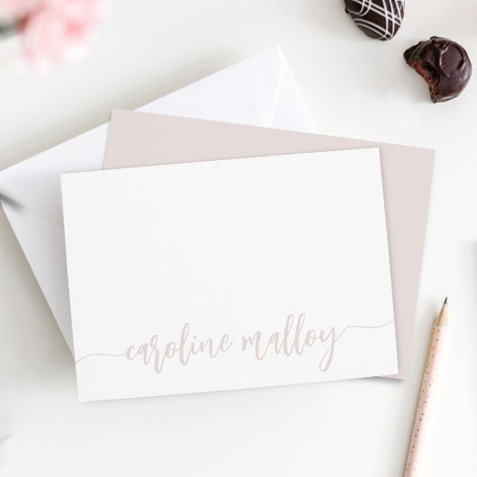 Dusty Blush | Moderne Scripting Name Personalized Notitiekaartje