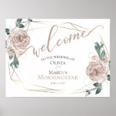 Dusty Blush Pink Rustic Floral Calligraphy Welcome Poster (Voorkant)