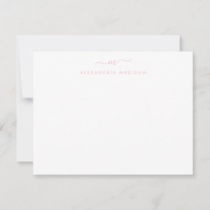 Dusty Blush Pink Script Monogram Swash Stationery Notitiekaartje