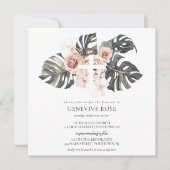 Dusty Blush Roos Cross Doop Meisje Uitnodiging (Voorkant)