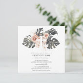 Dusty Blush Rose Cross Baptême Invitation fille (Debout devant)