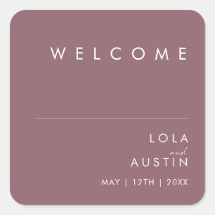 Dusty Boho   Autocollant Carré Mariage violet
