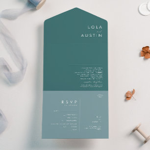 Dusty Boho   Blauw en groen zegel en verzenden All In One Uitnodiging