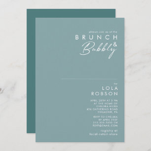 Dusty Boho Blue en Green Brunch en Bubble Shower Kaart