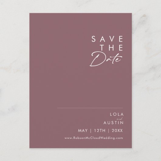 Dusty Boho | Carte postale de sauvegarde violette (Devant)