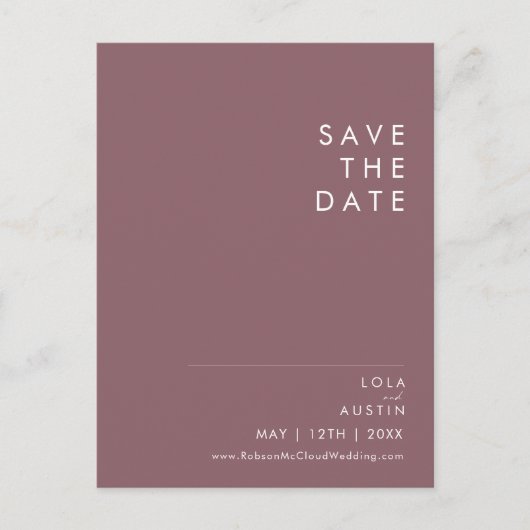 Dusty Boho | Carte postale Purple Save The Date (Devant)
