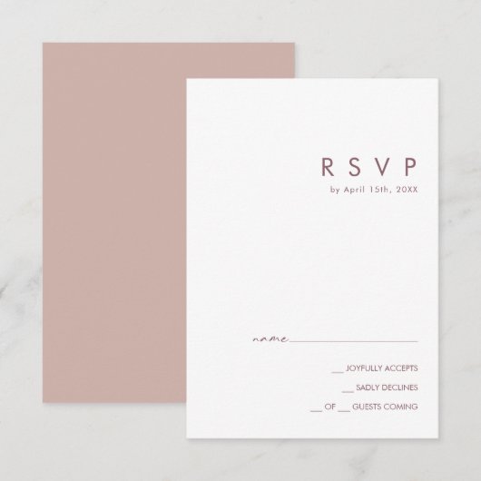Dusty Boho | Carte RSVP Rose et violet (Devant / Derrière)